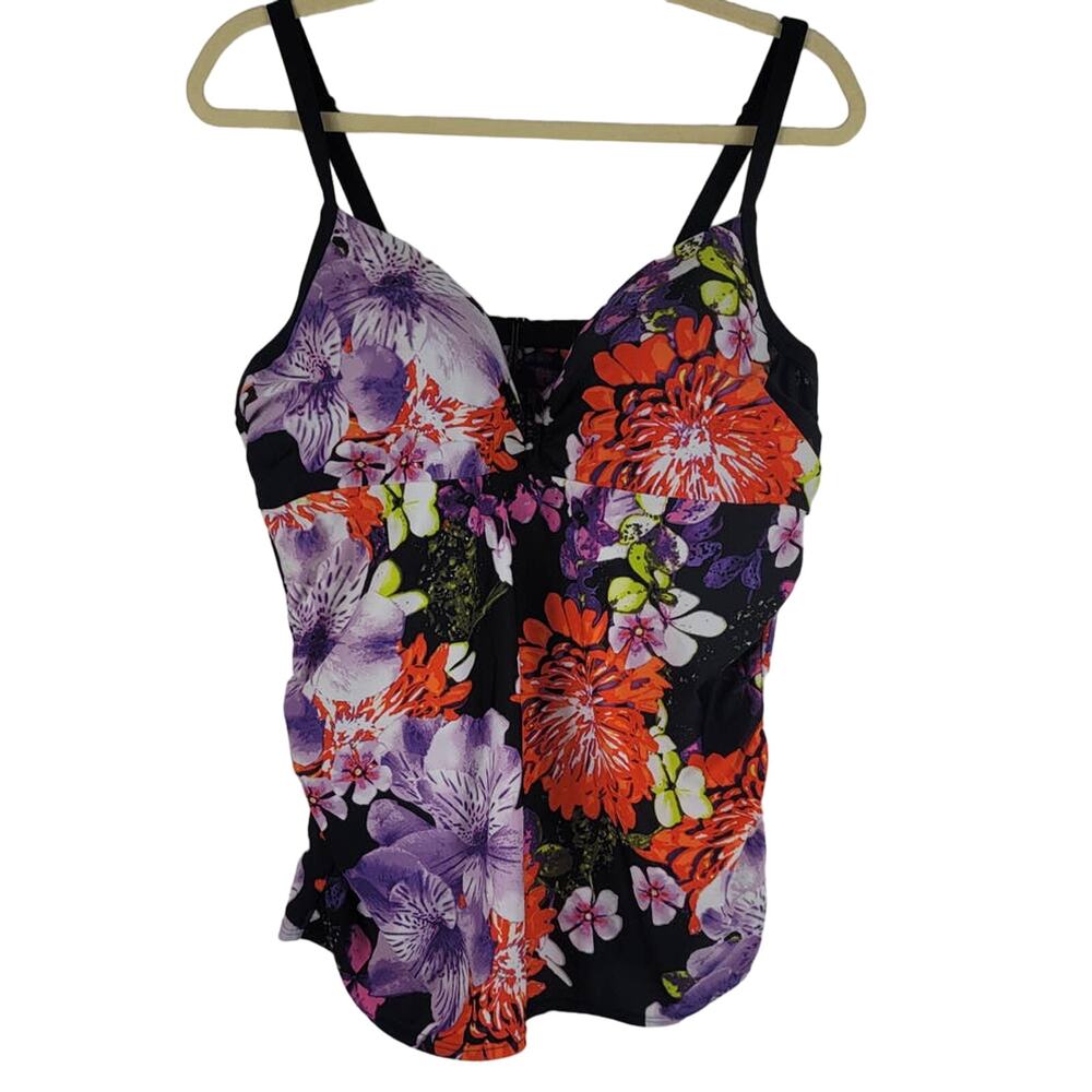 Cacique (Swim By Cacique) Floral Poolside Swim Travel Underwire Tankini 40D